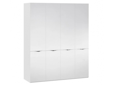 Шкаф комбинированный Глосс (ТриЯ) с 4 зеркальными дверями Белый глянец